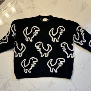 Black and White Dinosaur Pattern Sweater